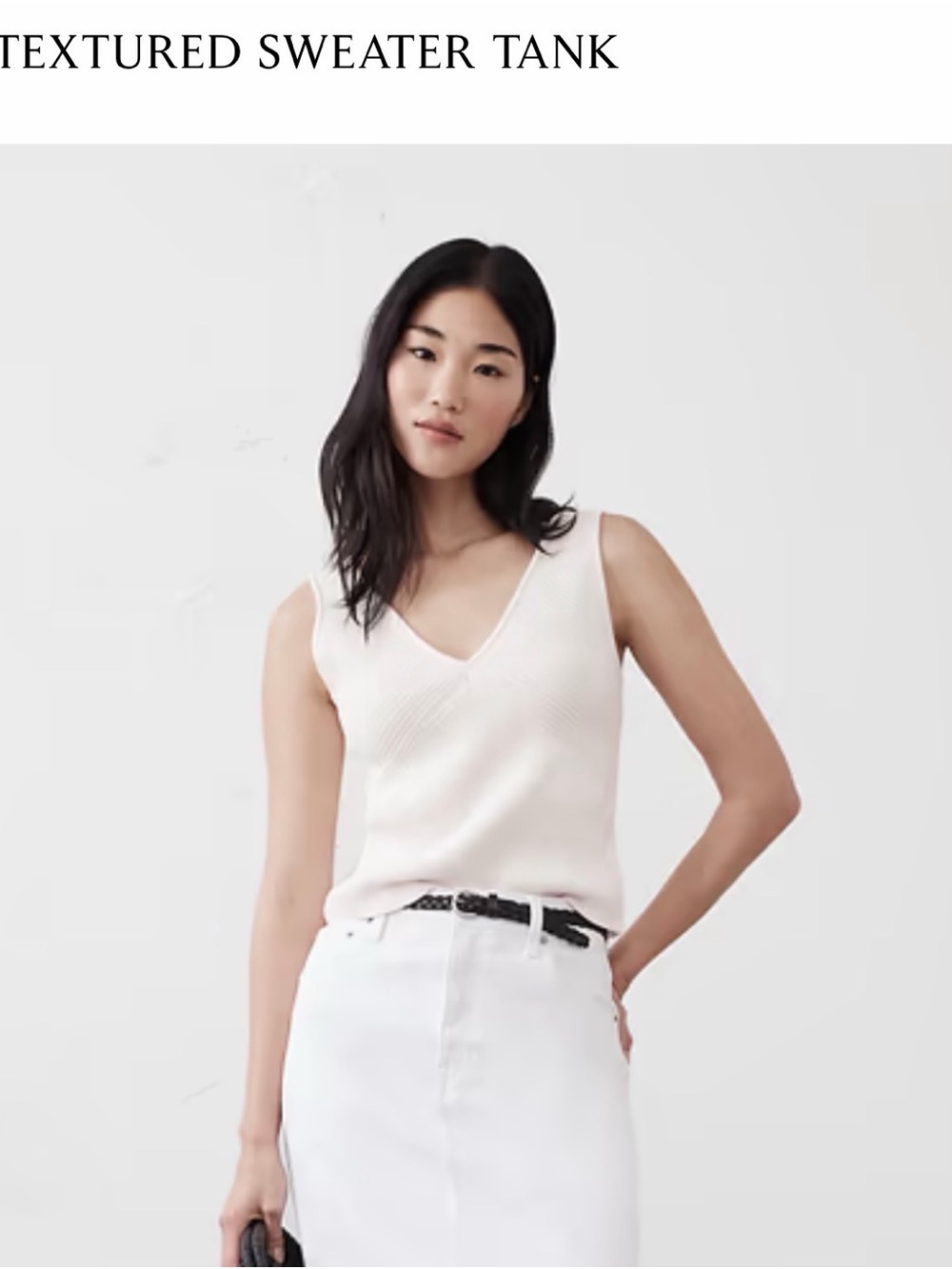 BR Textured V-Neck Sweater Tank - Cream